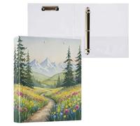 Waassud 3 Ring Binders 1.5 Inch Lush Wildflower Meadow Decorative Round Ring Binder with Metal Clip A4 Organizer for Home Office 1 Pack