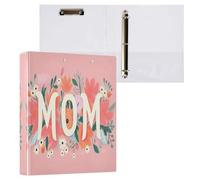 Waassud 3 Ring Binders 1.5 Inch Mother's Day Decorative Round Ring Binder with Metal Clip A4 Organizer for Home Office 2 Pack