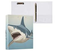 Waassud 3 Ring Binders 1.5 Inch Open Mouthed Shark Decorative Round Ring Binder with Metal Clip A4 Organizer for Home Office 2 Pack