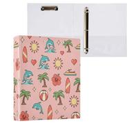 Waassud 3 Ring Binders 1.5 Inch Pixel Art Summer Pattern Decorative Round Ring Binder with Metal Clip A4 Organizer for Home Office 1 Pack