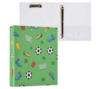 Waassud 3 Ring Binders 1.5 Inch Playful Soccer Elements Decorative Round Ring Binder with Metal Clip A4 Organizer for Home Office 2 Pack