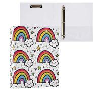 Waassud 3 Ring Binders 1.5 Inch Rainbow Decorative Round Ring Binder with Metal Clip A4 Organizer for Home Office 1 Pack