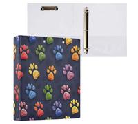 Waassud 3 Ring Binders 1.5 Inch Rainbow Dog Paw Decorative Round Ring Binder with Metal Clip A4 Organizer for Home Office 2 Pack