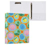Waassud 3 Ring Binders 1.5 Inch Seashells Lemons Decorative Round Ring Binder with Metal Clip A4 Organizer for Home Office 1 Pack
