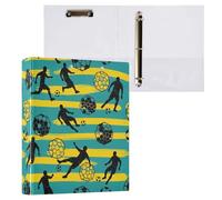 Waassud 3 Ring Binders 1.5 Inch Silhouette Soccer Players Decorative Round Ring Binder with Metal Clip A4 Organizer for Home Office 2 Pack