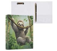 Waassud 3 Ring Binders 1.5 Inch Sloth in Jungle Decorative Round Ring Binder with Metal Clip A4 Organizer for Home Office 1 Pack
