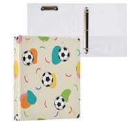 Waassud 3 Ring Binders 1.5 Inch Soccer Ball Colorful Shapes Decorative Round Ring Binder with Metal Clip A4 Organizer for Home Office 2 Pack