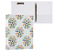 Waassud 3 Ring Binders 1.5 Inch Soccer Ball Sunburst Stripes Decorative Round Ring Binder with Metal Clip A4 Organizer for Home Office 2 Pack