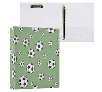 Waassud 3 Ring Binders 1.5 Inch Soccer Ball Theme Decorative Round Ring Binder with Metal Clip A4 Organizer for Home Office 2 Pack