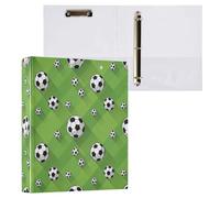 Waassud 3 Ring Binders 1.5 Inch Soccer Balls Decorative Round Ring Binder with Metal Clip A4 Organizer for Home Office 2 Pack