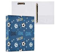 Waassud 3 Ring Binders 1.5 Inch Soccer Balls Design Decorative Round Ring Binder with Metal Clip A4 Organizer for Home Office 2 Pack