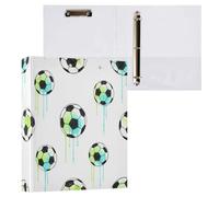 Waassud 3 Ring Binders 1.5 Inch Soccer Balls Sketchy Ink Decorative Round Ring Binder with Metal Clip A4 Organizer for Home Office 1 Pack