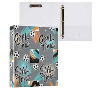 Waassud 3 Ring Binders 1.5 Inch Soccer Goal Time Decorative Round Ring Binder with Metal Clip A4 Organizer for Home Office 2 Pack