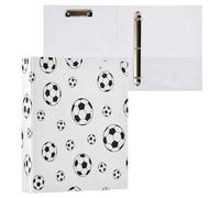 Waassud 3 Ring Binders 1.5 Inch Soccer Pattern Decorative Round Ring Binder with Metal Clip A4 Organizer for Home Office 2 Pack