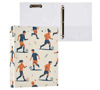 Waassud 3 Ring Binders 1.5 Inch Soccer Players Decorative Round Ring Binder with Metal Clip A4 Organizer for Home Office 1 Pack