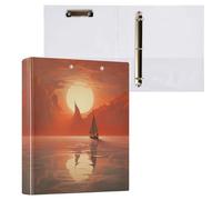 Waassud 3 Ring Binders 1.5 Inch Sunset Sailboat Decorative Round Ring Binder with Metal Clip A4 Organizer for Home Office 1 Pack