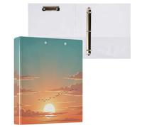 Waassud 3 Ring Binders 1.5 Inch Sunset Sky Decorative Round Ring Binder with Metal Clip A4 Organizer for Home Office 2 Pack