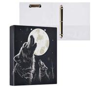 Waassud 3 Ring Binders 1.5 Inch The Howling Wolf Decorative Round Ring Binder with Metal Clip A4 Organizer for Home Office 1 Pack