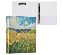 Waassud 3 Ring Binders 1.5 Inch Van Gogh's Fields Decorative Round Ring Binder with Metal Clip A4 Organizer for Home Office 1 Pack