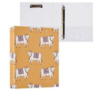 Waassud 3 Ring Binders 1.5 Inch White Cows Folk-Art Decorative Round Ring Binder with Metal Clip A4 Organizer for Home Office 2 Pack
