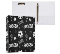 Waassud 3 Ring Binders 1.5 Inch White Soccer Balls Decorative Round Ring Binder with Metal Clip A4 Organizer for Home Office 2 Pack