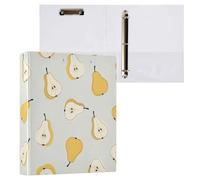 Waassud 3 Ring Binders 1.5 Inch Yellow Pears Decorative Round Ring Binder with Metal Clip A4 Organizer for Home Office 2 Pack