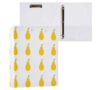 Waassud 3 Ring Binders 1.5 Inch Yellow Pears Decorative Round Ring Binder with Metal Clip A4 Organizer for Home Office 2 Pack