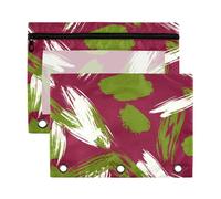 Waassud Abstract Brush Strokes Pencil Pouch for 3 Ring Binder 2-Pack Smooth Zipper Pencil Cases Transparent School Supplies