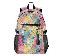 Waassud Abstract Floral Laptop Backpack for Women Men, 20L Casual Travel Backpack with 14 Inch Notebook Compartment, Lightweight Daypack for College Work Business Outdoor