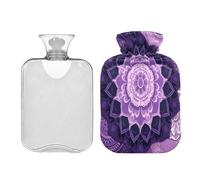 Waassud Abstract Mandalas (2) Hot Water Bottle with Soft Cover Hot Water Bag for Pain Relief 2L Water Heating Pad for Neck Shoulder Medium
