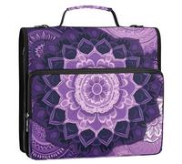 Waassud Abstract Mandalas (2) Zipper Binder 3 Ring with Shoulder Strap and Handle 1.5 Inch D-Ring 500 Sheets Expanding File Folder Organizer