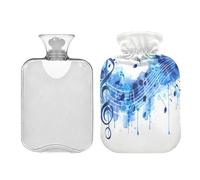 Waassud Abstract Musical Notes Hot Water Bottle with Soft Cover Hot Water Bag for Pain Relief 2L Water Heating Pad for Neck Shoulder Small