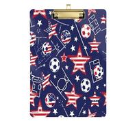 Waassud American Soccer Theme Clipboard with Storage Acrylic Writing Board Low Profile Clip Decorative Organizer for Nurses Office Home 12" x 9"