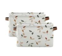 Waassud Autumn Themed Collapsible Storage Bins Waterproof Canvas Baskets with Handles Large Closet and Home Organizers for Shelves Office Laundry 2 Pack