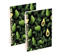 Waassud Avocado Pattern Spiral Notebooks for Work College Detachable Ruled Notebooks Journal Note Book 60 Pages A5 Office Supplies 2 Pack