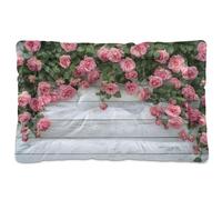 Waassud Beautiful Blooming Rose Thick Dog Bed Mat Non-Slip Chew-Resistant Pet Bed for Dogs Cats Soft Washable Kennel Crate Pad for Floor Sofa Car 36" x 24"