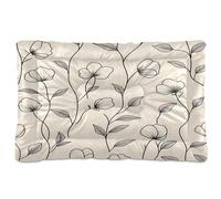 Waassud Beige Floral Sketch Thick Dog Bed Mat Non-Slip Chew-Resistant Pet Bed for Dogs Cats Soft Washable Kennel Crate Pad for Floor Sofa Car 18" x 24"