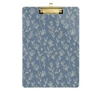 Waassud Beige Outline Floral Clipboard with Storage Acrylic Writing Board Low Profile Clip Decorative Organizer for Nurses Office Home 12" x 9"