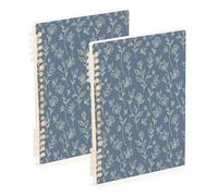 Waassud Beige Outline Floral Spiral Notebooks for Work College Detachable Ruled Notebooks Journal Note Book 60 Pages A5 Office Supplies 2 Pack