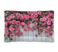 Waassud Blooming Rose Thick Dog Bed Mat Non-Slip Chew-Resistant Pet Bed for Dogs Cats Soft Washable Kennel Crate Pad for Floor Sofa Car 36" x 24"