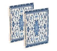 Waassud Blue and White Pattern Spiral Notebooks for Work College Detachable Ruled Notebooks Journal Note Book 60 Pages A5 Office Supplies 2 Pack