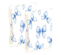 Waassud Blue Bow Spiral Notebooks for Work College Detachable Ruled Notebooks Journal Note Book 60 Pages A5 Office Supplies 2 Pack