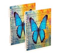 Waassud Blue Butterfly Spiral Notebooks for Work College Detachable Ruled Notebooks Journal Note Book 60 Pages A5 Office Supplies 1 Pack
