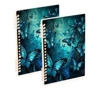 Waassud Blue Butterfly Spiral Notebooks for Work College Detachable Ruled Notebooks Journal Note Book 60 Pages A5 Office Supplies 2 Pack
