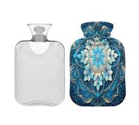 Waassud Blue Mandala Hot Water Bottle with Soft Cover Hot Water Bag for Pain Relief 2L Water Heating Pad for Neck Shoulder Medium
