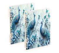 Waassud Blue Peacock Spiral Notebooks for Work College Detachable Ruled Notebooks Journal Note Book 60 Pages A5 Office Supplies 1 Pack