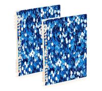 Waassud Blue Sequins Pattern Spiral Notebooks for Work College Detachable Ruled Notebooks Journal Note Book 60 Pages A5 Office Supplies 2 Pack