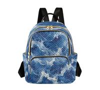 Waassud Blue Waves Backpack for Women Lightweight Casual Quilted Daypack Fashion Travel Backpack Purse for Work Gym College S