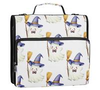 Waassud Boo-boos with Wizard Hats Zipper Binder 3 Ring with Shoulder Strap and Handle 1.5 Inch D-Ring 500 Sheets Expanding File Folder Organizer