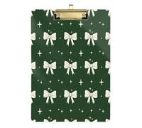 Waassud Bows Deep Green Clipboard with Storage Acrylic Writing Board Low Profile Clip Decorative Organizer for Nurses Office Home 12" x 9"